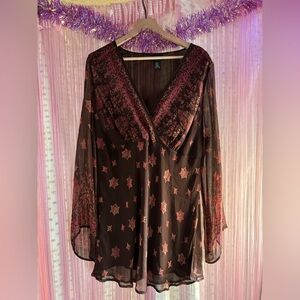 Lane Bryant Sheer Brown and Pink Blouse/ dress